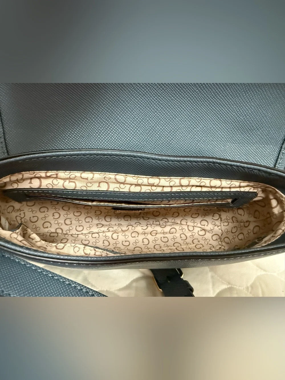 GUESS Los Angeles Harlow Saffiano Crossbody Bag with Gold Hardware